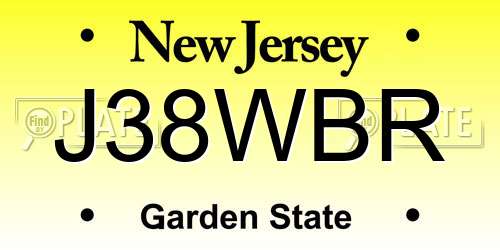 J38WBR New Jersey License Plate