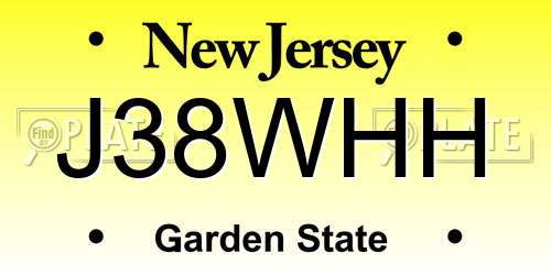 J38WHH New Jersey License Plate