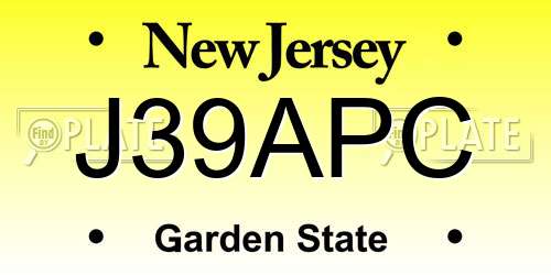 J39APC New Jersey License Plate