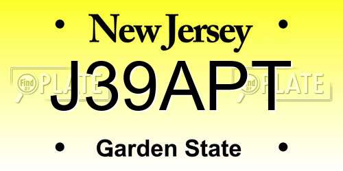 J39APT New Jersey License Plate