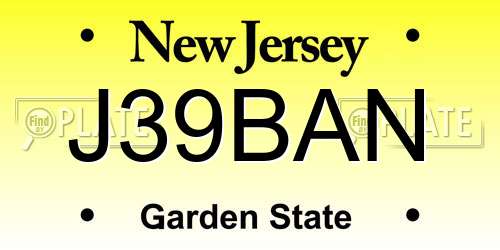 J39BAN New Jersey License Plate
