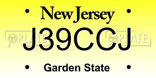 J39CCJ New Jersey License Plate