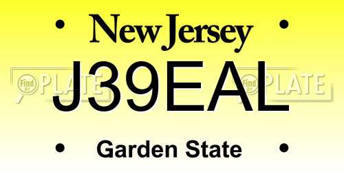 J39EAL New Jersey License Plate