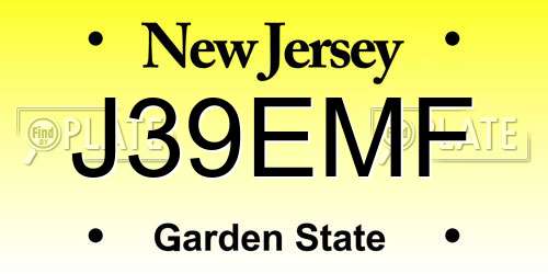 J39EMF New Jersey License Plate