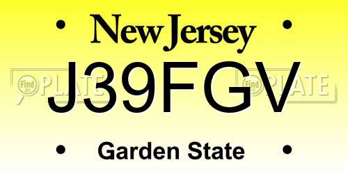 J39FGV New Jersey License Plate