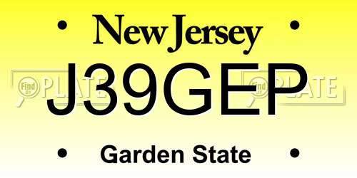 J39GEP New Jersey License Plate
