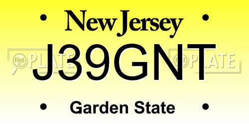J39GNT New Jersey License Plate