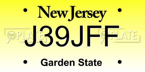 J39JFF New Jersey License Plate