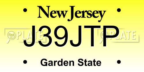 J39JTP New Jersey License Plate
