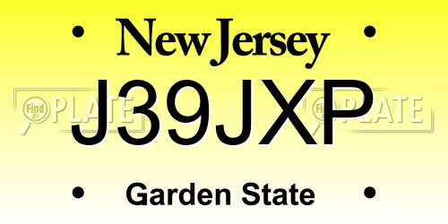 J39JXP New Jersey License Plate