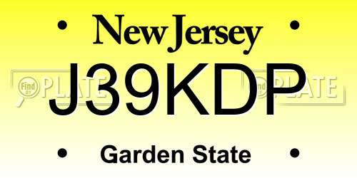 J39KDP New Jersey License Plate