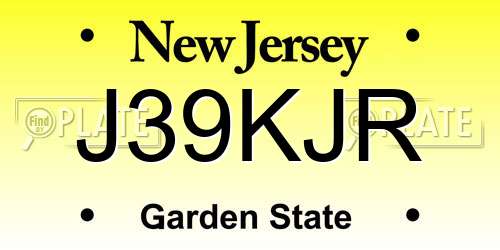 J39KJR New Jersey License Plate