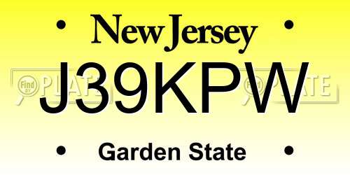 J39KPW New Jersey License Plate