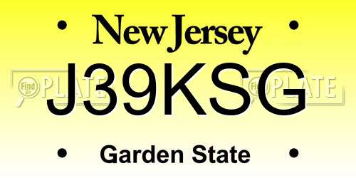 J39KSG New Jersey License Plate