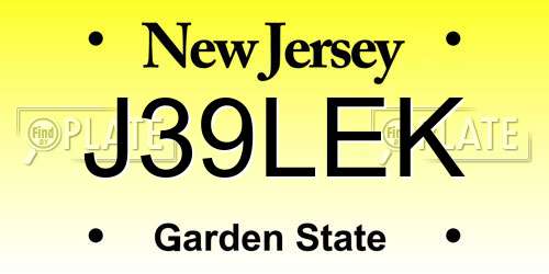 J39LEK New Jersey License Plate
