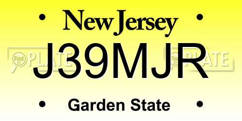 J39MJR New Jersey License Plate