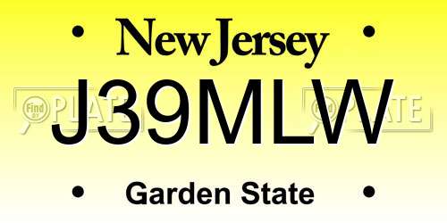 J39MLW New Jersey License Plate