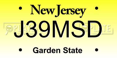 J39MSD New Jersey License Plate