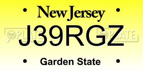 J39RGZ New Jersey License Plate