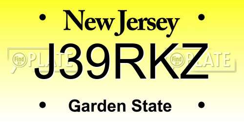 J39RKZ New Jersey License Plate
