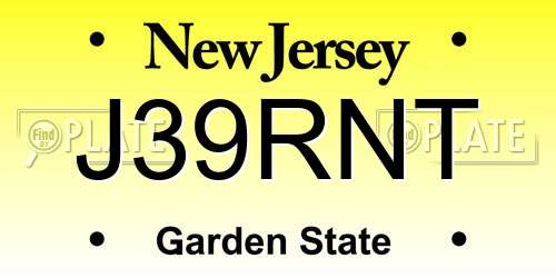 J39RNT New Jersey License Plate