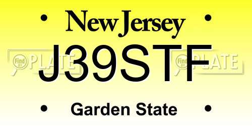 J39STF New Jersey License Plate
