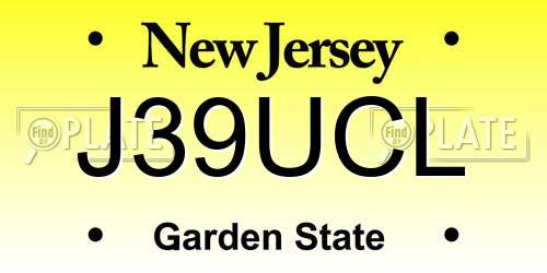 J39UCL New Jersey License Plate