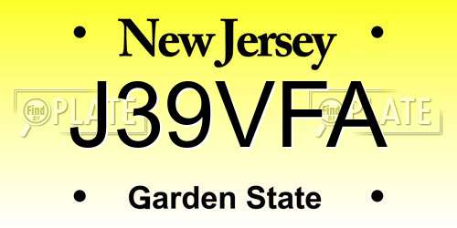 J39VFA New Jersey License Plate