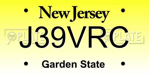 J39VRC New Jersey License Plate