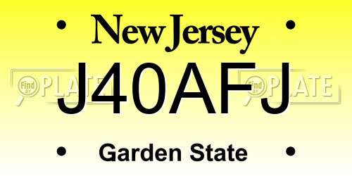 J40AFJ New Jersey License Plate