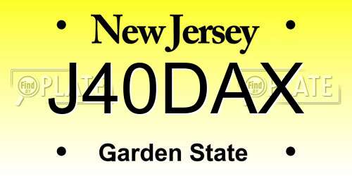 J40DAX New Jersey License Plate