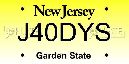 J40DYS New Jersey License Plate