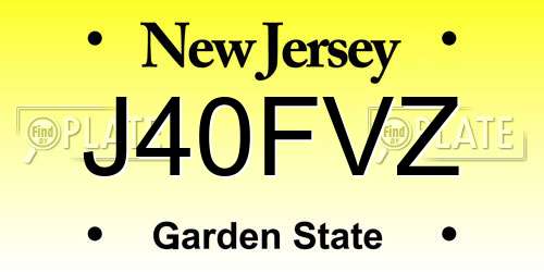 J40FVZ New Jersey License Plate