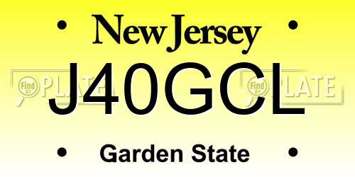 J40GCL New Jersey License Plate