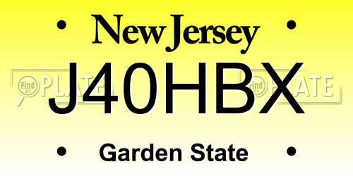 J40HBX New Jersey License Plate