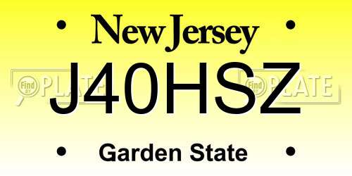 J40HSZ New Jersey License Plate