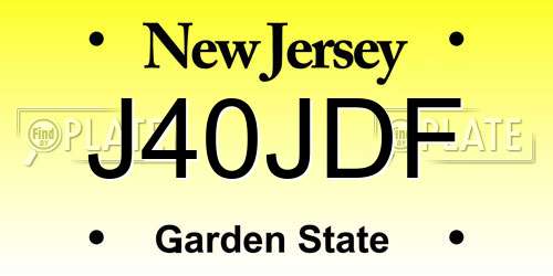 J40JDF New Jersey License Plate