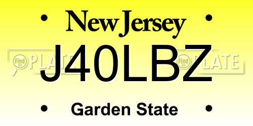 J40LBZ New Jersey License Plate