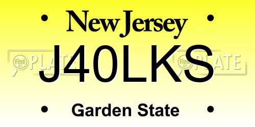 J40LKS New Jersey License Plate