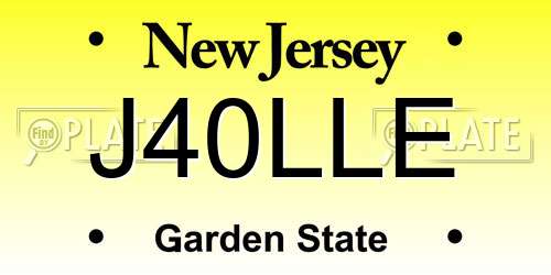 J40LLE New Jersey License Plate