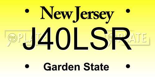 J40LSR New Jersey License Plate
