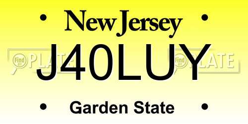 J40LUY New Jersey License Plate