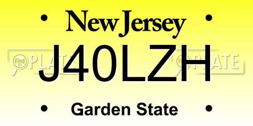 J40LZH New Jersey License Plate