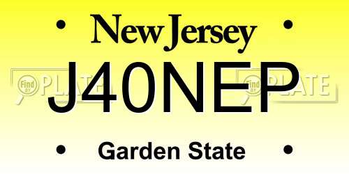 J40NEP New Jersey License Plate