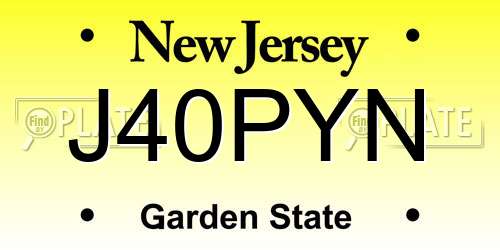 J40PYN New Jersey License Plate