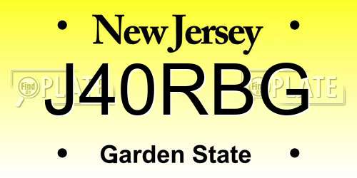 J40RBG New Jersey License Plate