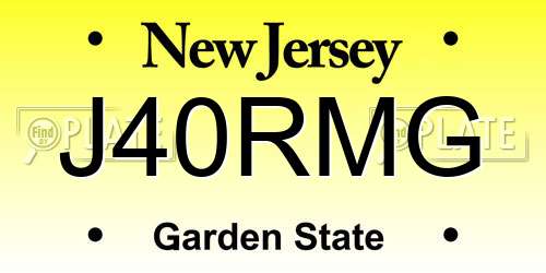 J40RMG New Jersey License Plate