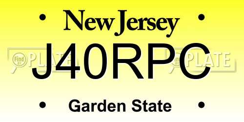 J40RPC New Jersey License Plate