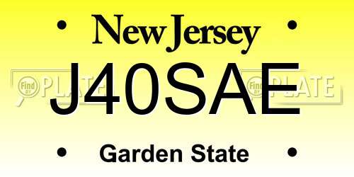 J40SAE New Jersey License Plate