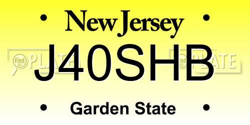J40SHB New Jersey License Plate